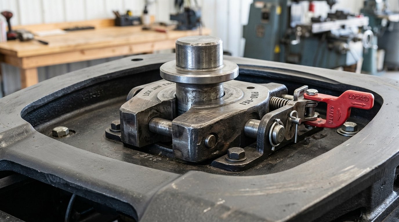 Mecanismo interno forjado e usinado em CNC para acoplamento do pino-rei